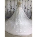 Guangzhou White Sleeveless Embroidered Tulle Design Ball Gown Wedding Dress